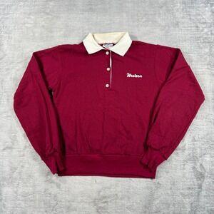 UWO Western University Sweatshirt Womens Small Burgundy Vtg 80s Collegiate Polo